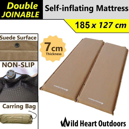 UPGRADED 2x7cm SELF INFLATING MATTRESS Thick Suede Inflatable Camping Outdoor
