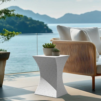 White Concrete Side Table Outdoor Indoor