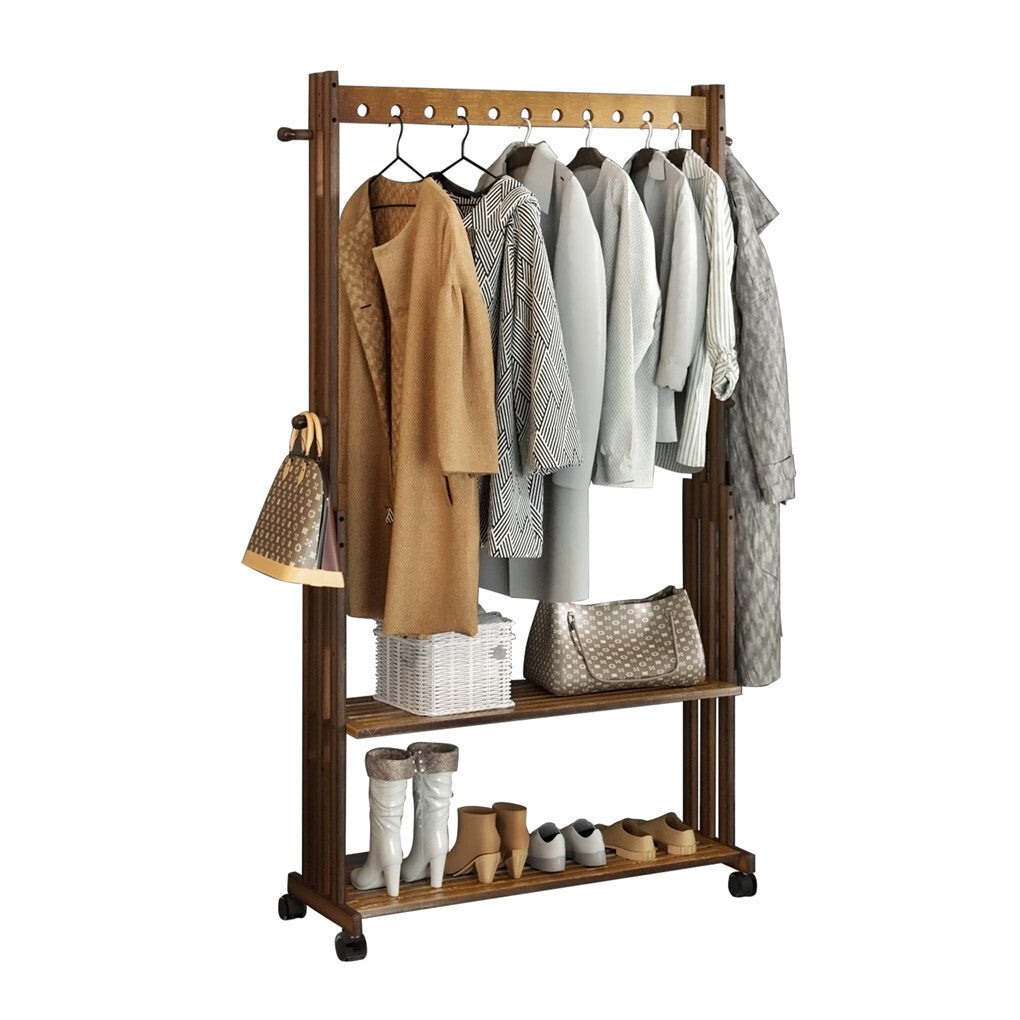 Pretty Garment Rack P&P Heavy Duty Bamboo Garment Rack Retail Display Clothing Rack w Whee ...