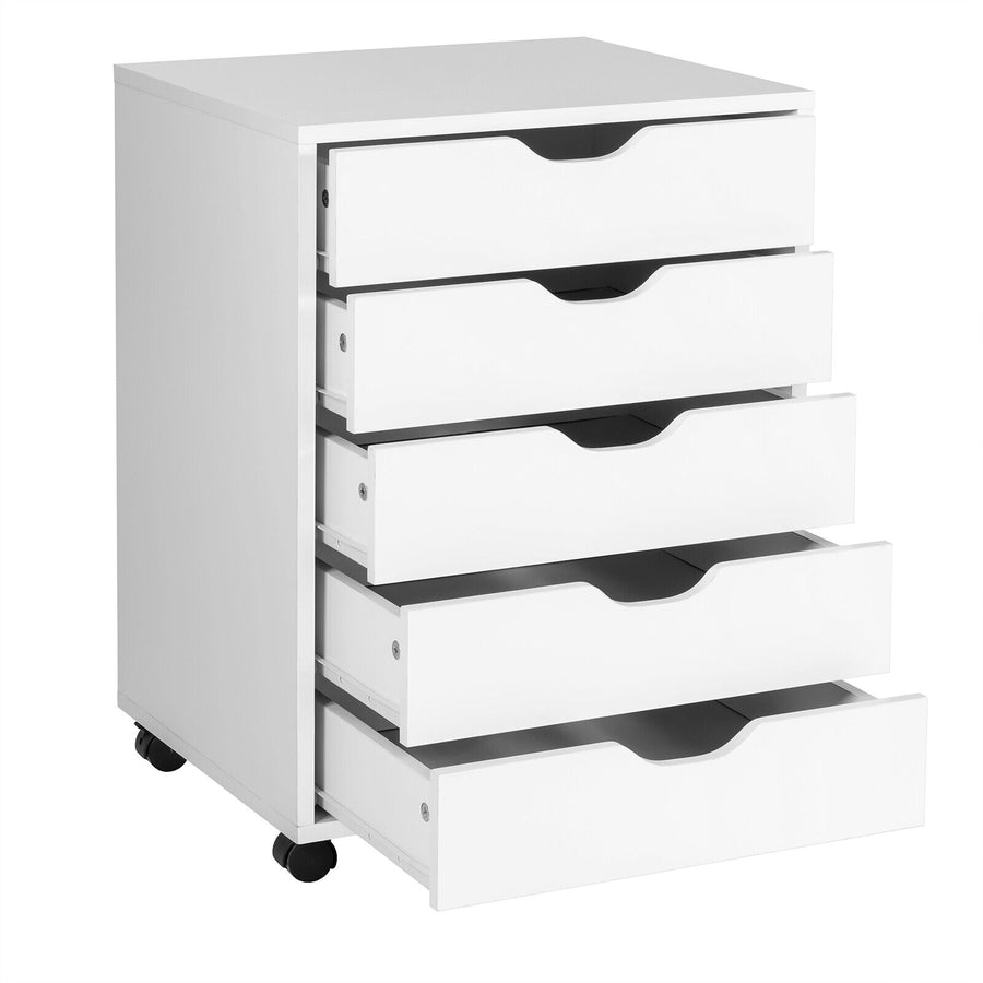 5-Drawer Rolling Filing Cabinet & Printer Stand — White