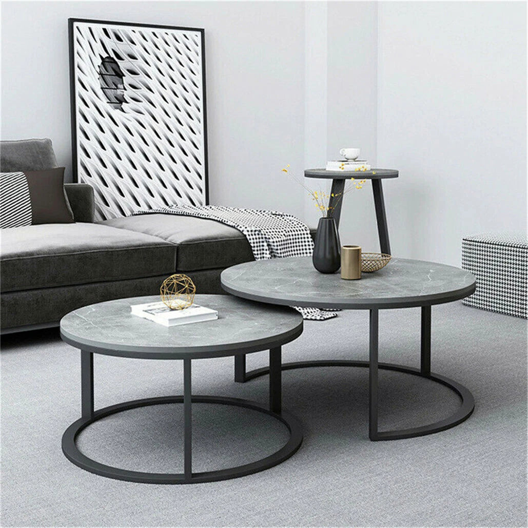 Double Layer Circle Marble Tables for Living Room or Sofa Side