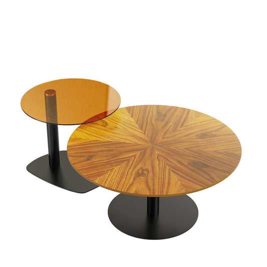 Buy Set of 2 Nesting Coffee Tables – Walnut Wood for Office & Sofa in Australia