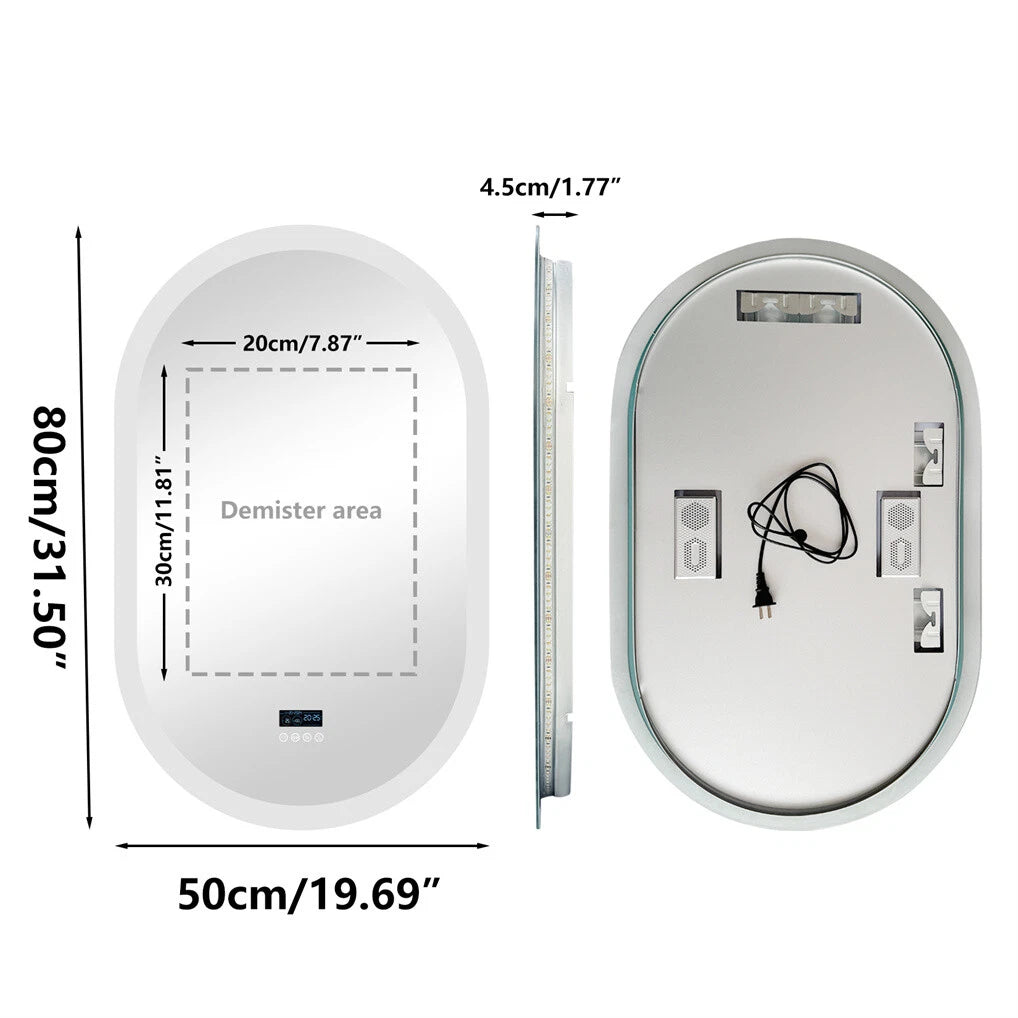 P&P Silver Oval Bluetooth LED Bathroom Mirror