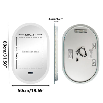 P&P Silver Oval Bluetooth LED Bathroom Mirror