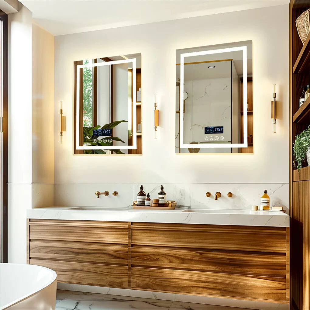 LUVODI LED Bathroom Mirror with Bluetooth Speaker, Anti-Fog, and Memory Function