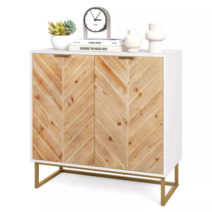 2-Door Sideboard Buffet Cabinet – Accent Storage with Shelf & Metal Legs