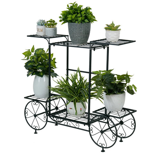 Large Metal Garden Cart Plant Stand ? Vintage Style