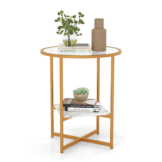 2-tier-glass-round-end-table-side-table-faux-marble-storage-shelf-nightstand