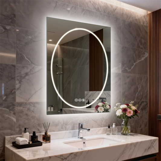 Anti-fog Rectangle LED Bathroom Mirror Dual Lights Vanity Mirror Shatter-proof (60x80cm / 70x90cm)