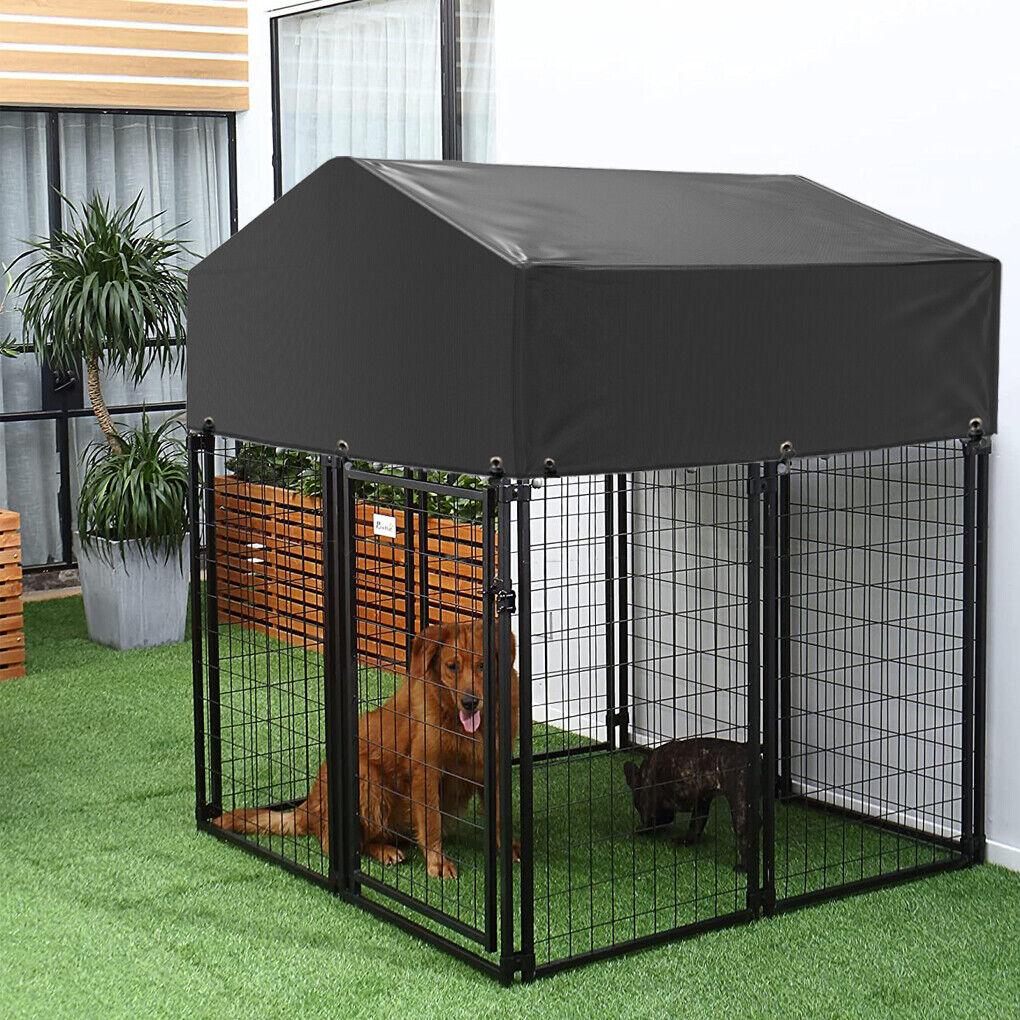 Lockable Dog House Kennel Pet Playpen with Water Resistant Roof for Medium Dog