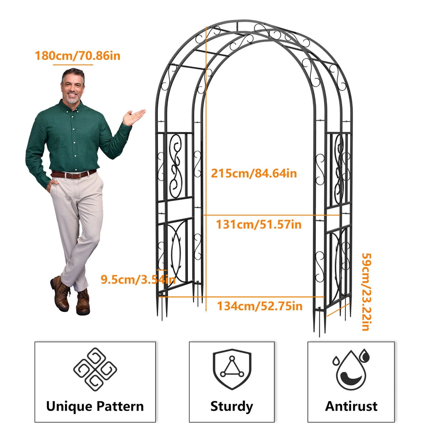 Rust-Proof Iron Arbor Stand for Garden Vines and Flowers