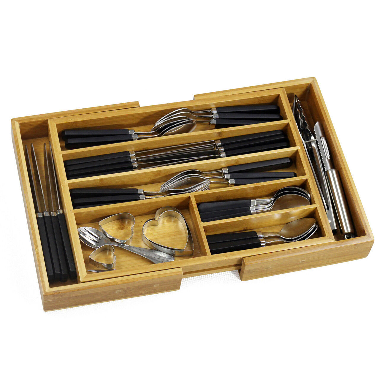Shop Now Bamboo Cutlery Tray – Expandable Organizer AU