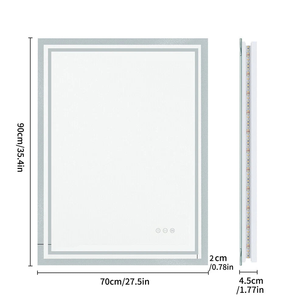 Luxury Bathroom Mirror with Built-In Light and Fog Control System
