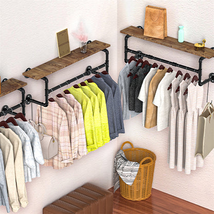 P&P Super Space-Saving Wall-Mounted Clothes Rack Detachable Garment Bar for Retail