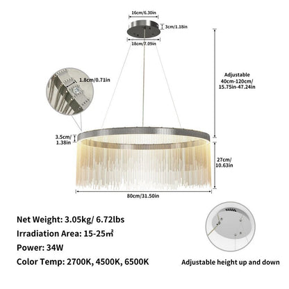 Aluminium Silver Fringe Chandelier - 80cm