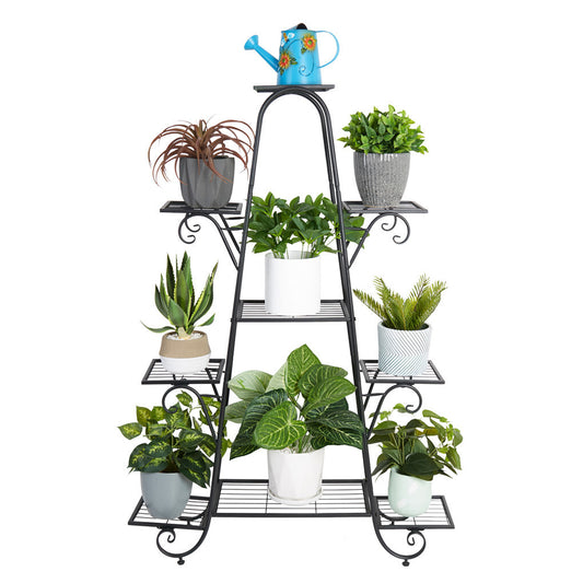 P&P Multilayer Metal Plant Stand Tall Flower Shelf Unit Garden Patio Display Rack
