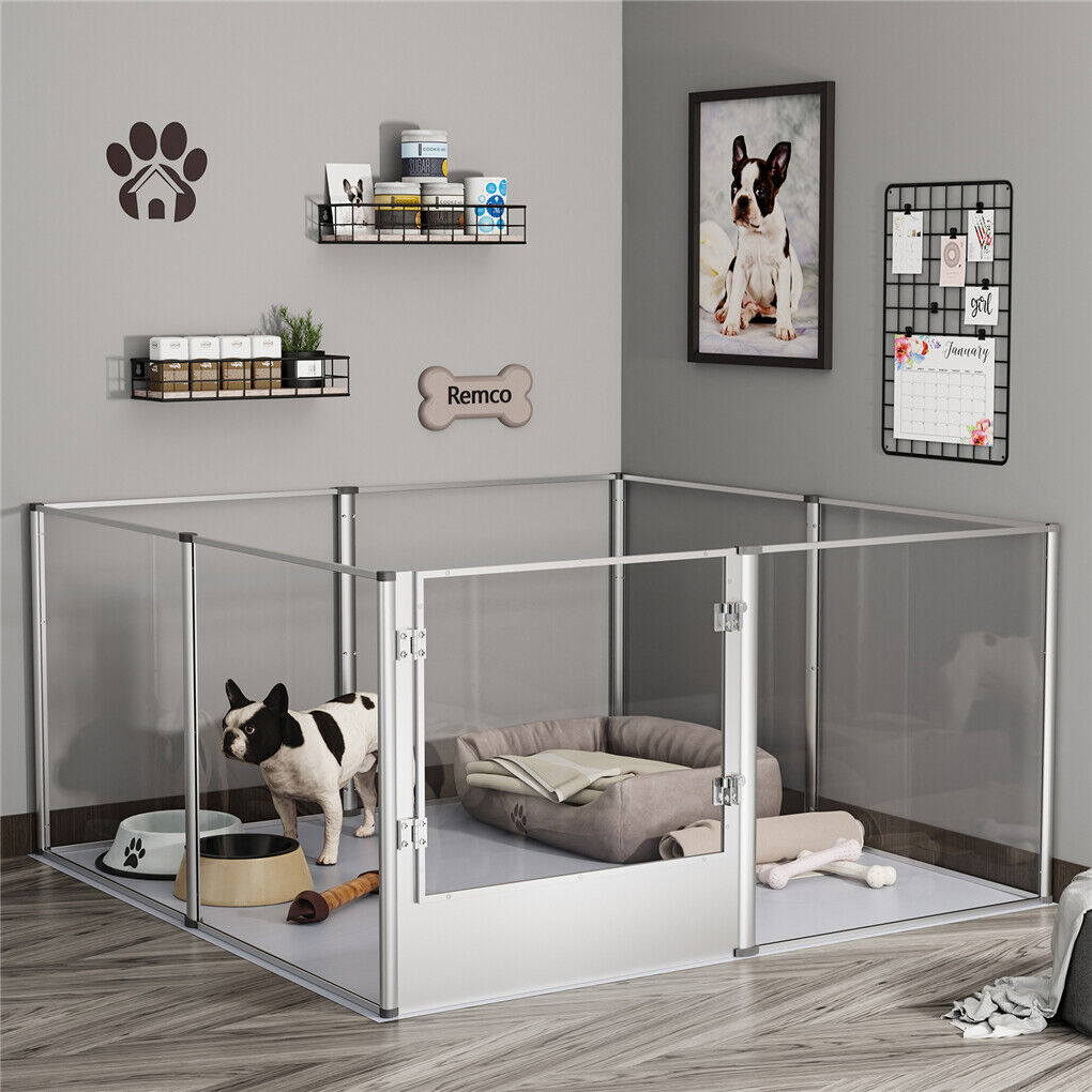 xxl-large-heavy-duty-pet-playpen-dogs-cage-clear-birth-fence-whelping-box-w-mat