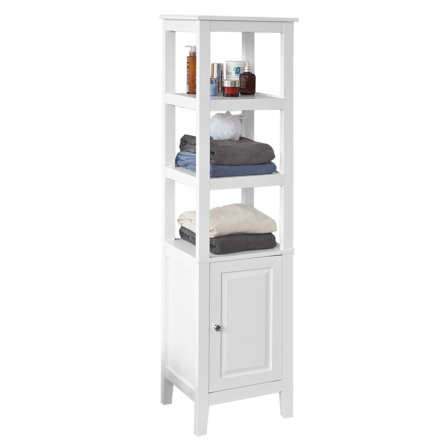floor-standing-tall-storage-cabinet-with-3-shelves-and-1-cabinet