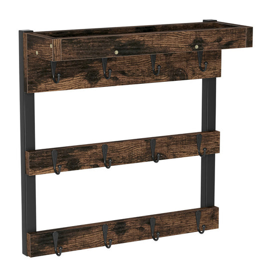 P&P Wall Mounted Coffee Mug Rack Holder with 12Hook Display Storage Collection Shelf