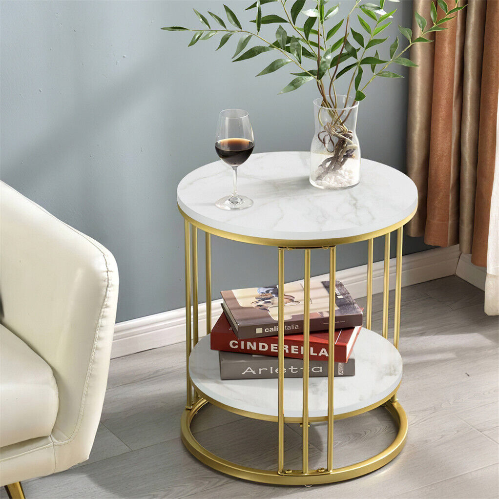 Buy 2-Tier Gold Marble Side Table Online in Australia