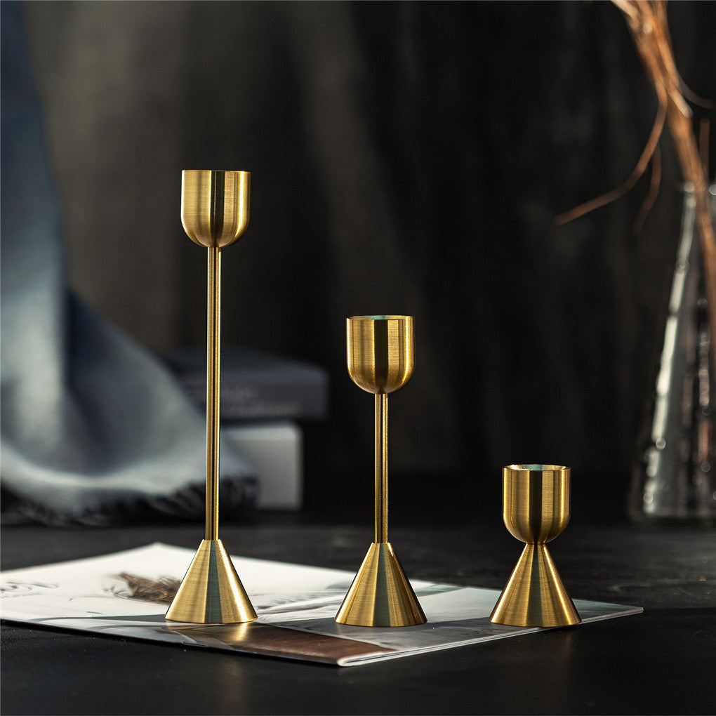 P&P 3PCS Unique Decorative Gold Candlestick Holders Table Centerpiece Candle Stick