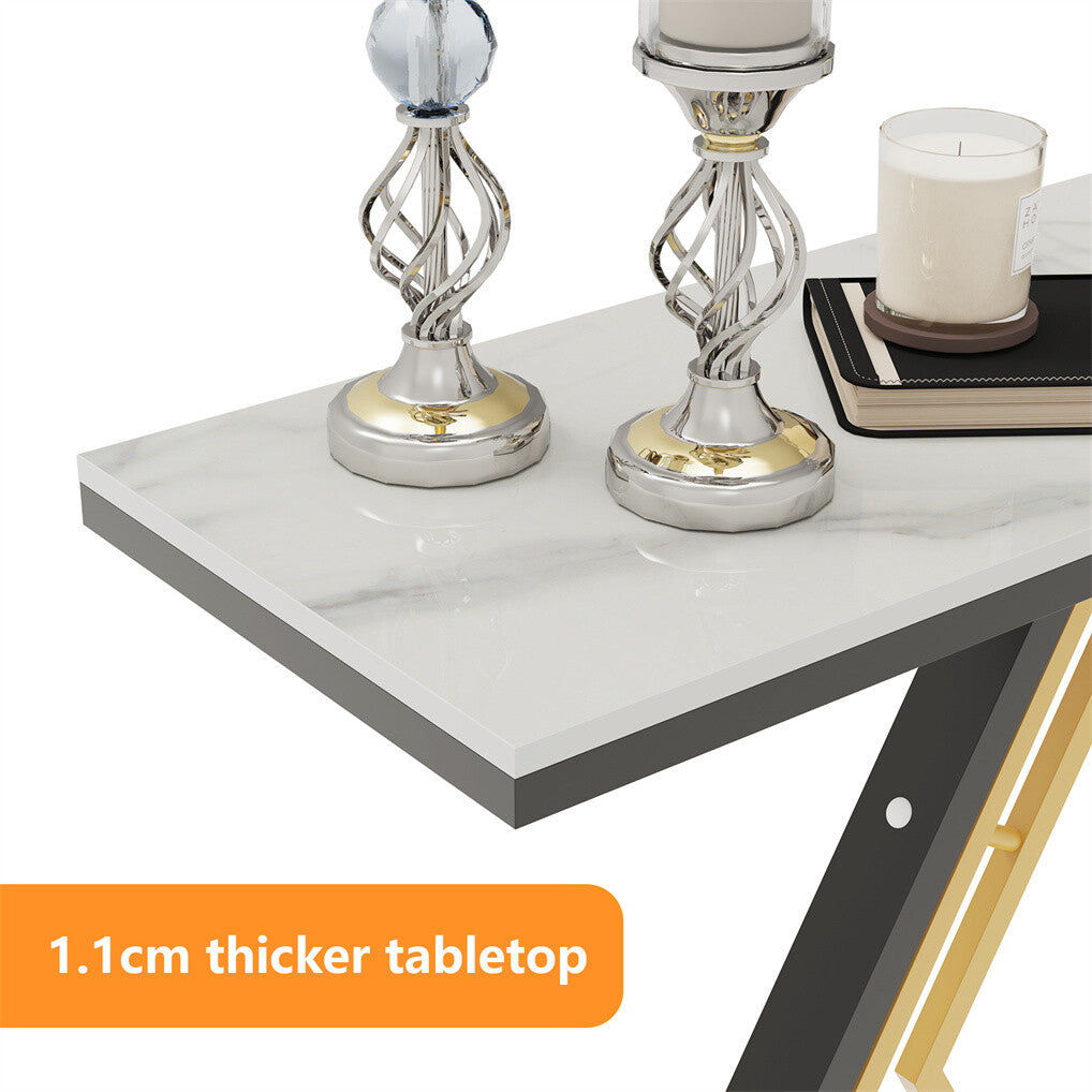 Ultra Long Marble Console Table Scratch-Proof Sintered Stone Accent Foyer Entryway Table