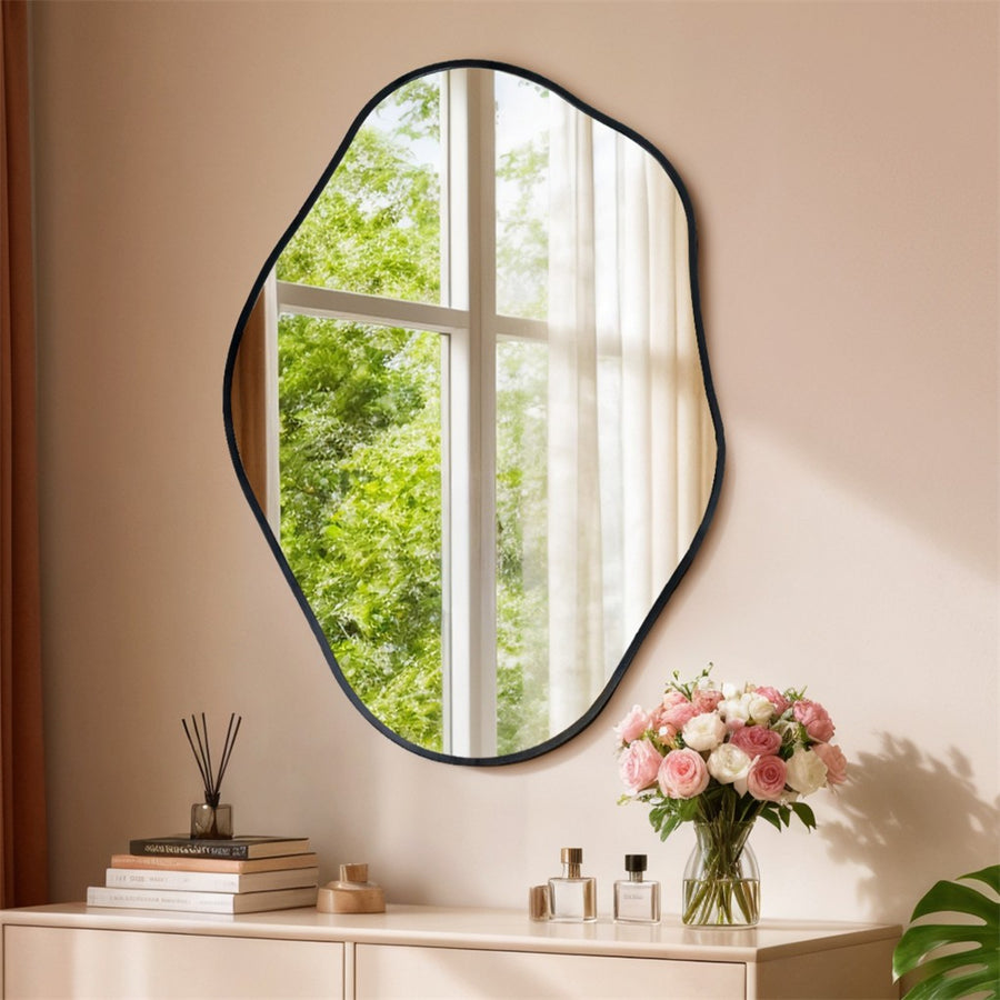 Irregular Black Framed Wall Hanging Mirror
