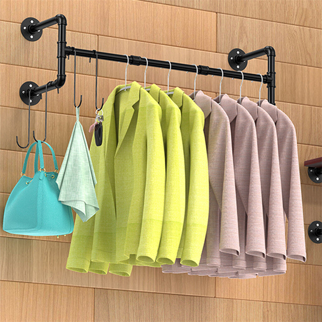 P&P Super Space-Saving Wall-Mounted Clothes Rack Detachable Garment Bar for Retail