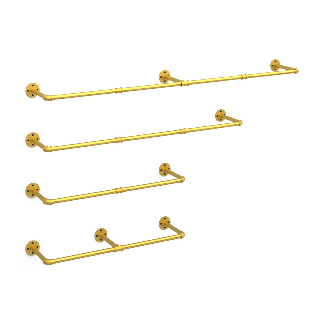 P&P Heavy Duty Clothes Rack Wall Mounted Hanging Garment Rack Gold Metal Closet Rod
