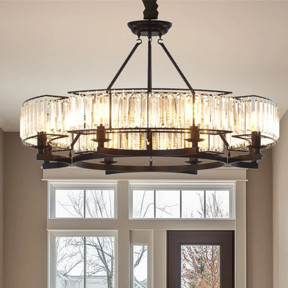 Large Black Crystal Chandelier with 8 E14 Lights