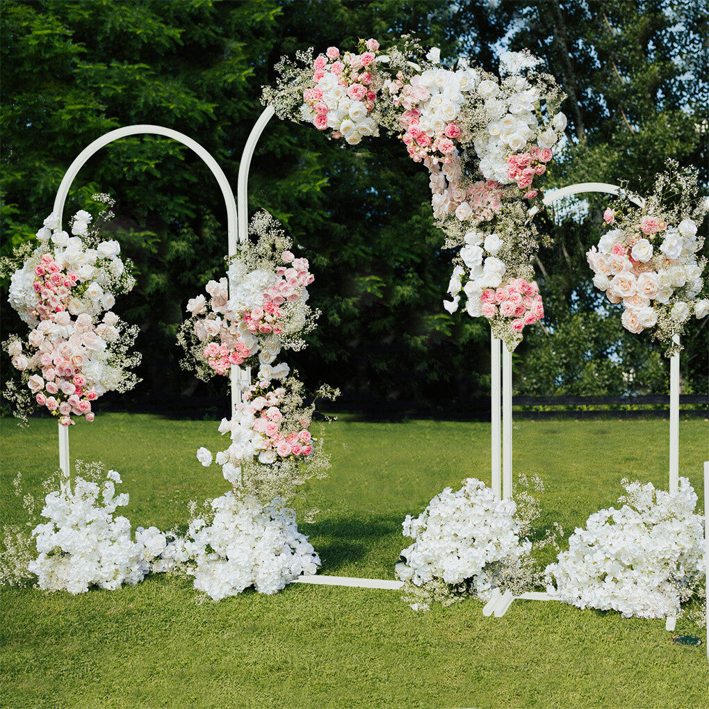 P&P 3X Wedding Arch Backdrop Stand White Metal Balloon Frame Garden Floral Arch Deco