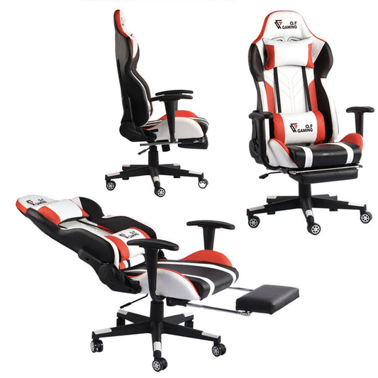 QF Gaming Chair Office Seat Premium Racing Computer Footrest PU Leather Executive