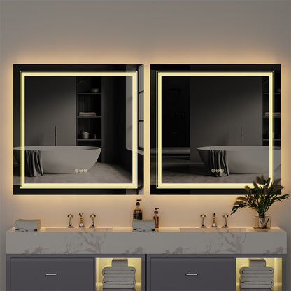 Large Square Wall Mount Smart Led Bathroom Mirror Anti Fog Backlit Vanity Mirror