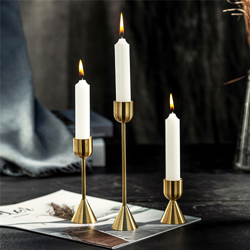 P&P 3PCS Unique Decorative Gold Candlestick Holders Table Centerpiece Candle Stick
