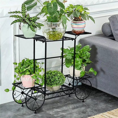 Large Metal Garden Cart Plant Stand ? Vintage Style