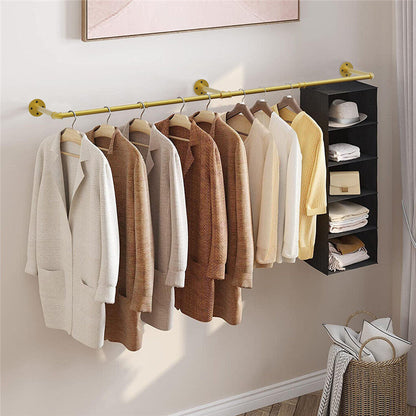 P&P Heavy Duty Clothes Rack Wall Mounted Hanging Garment Rack Gold Metal Closet Rod