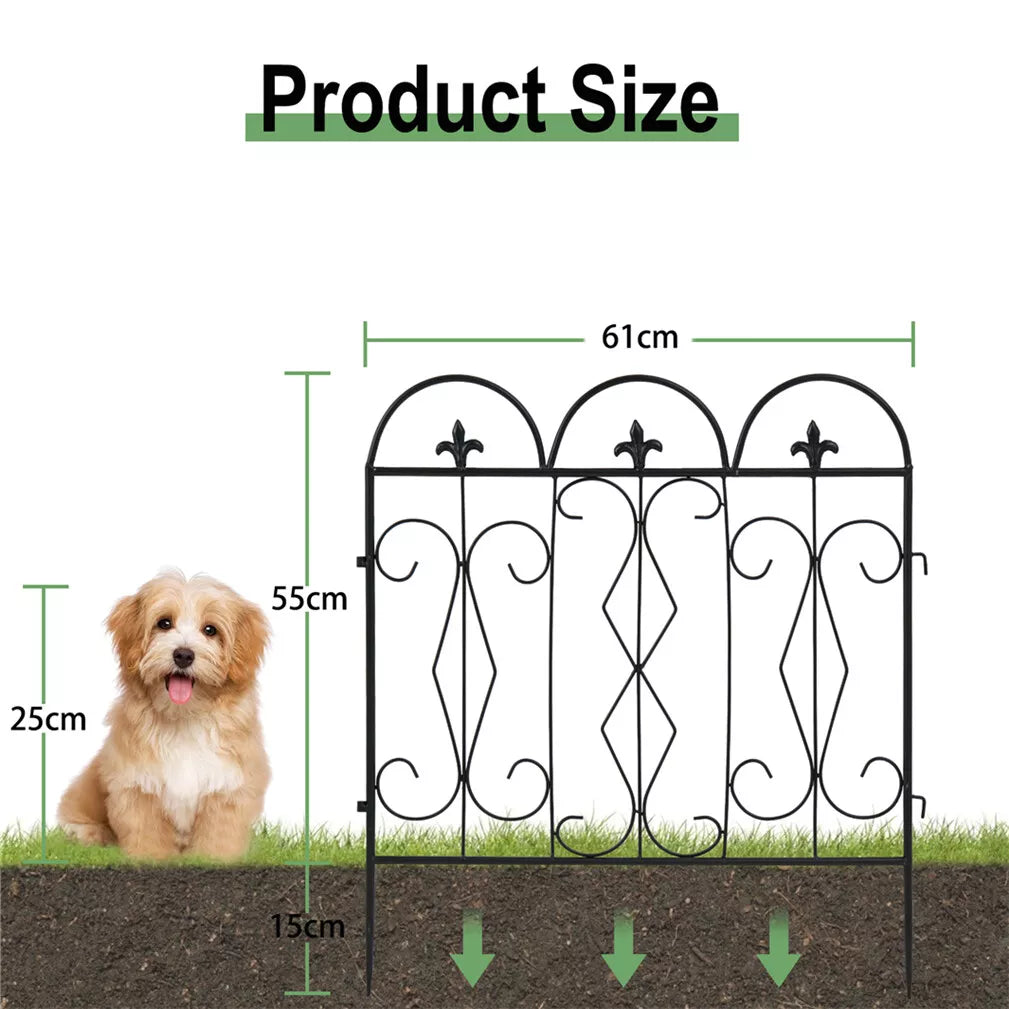Classic Iron Garden Fence Five Piece Set for Outdoor Decoration(#516 White)