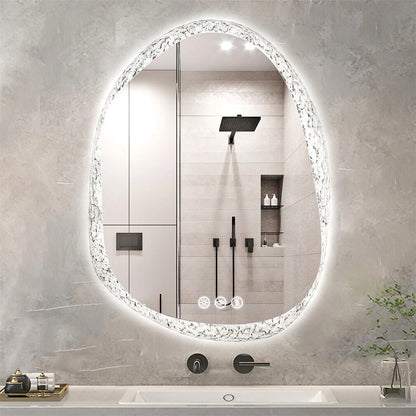 Vanity LED Backlit Bathroom Mirror Dimmable Anti-fog Irregular Double-Layer Glass 700x900mm
