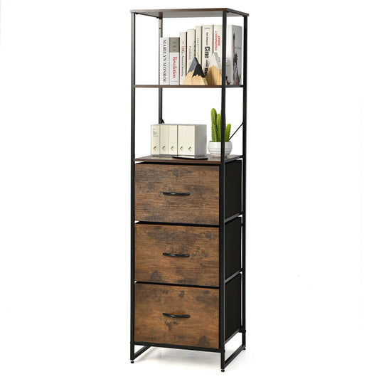 drawer-dresser-tallboy-storage-cabinet-shelves-wood-organizer-industrial