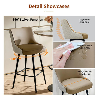 Swivel Counter Height Bar Stool Upholstered Pub Bar Bistro Cafe Chair Metal Legs