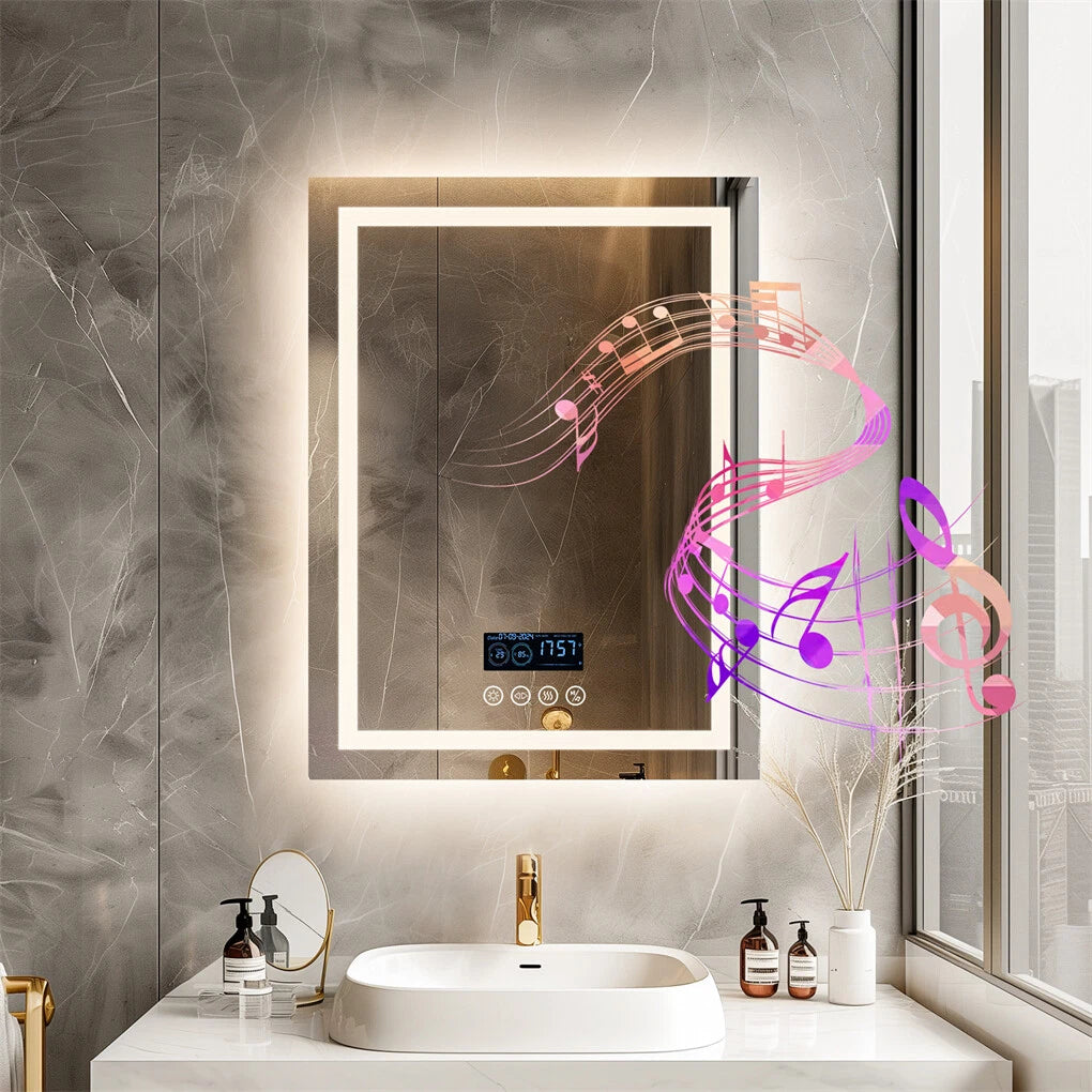 Bluetooth Vanity Mirror with LED Light and Anti-Fog for Modern Bathrooms(600*800mm)