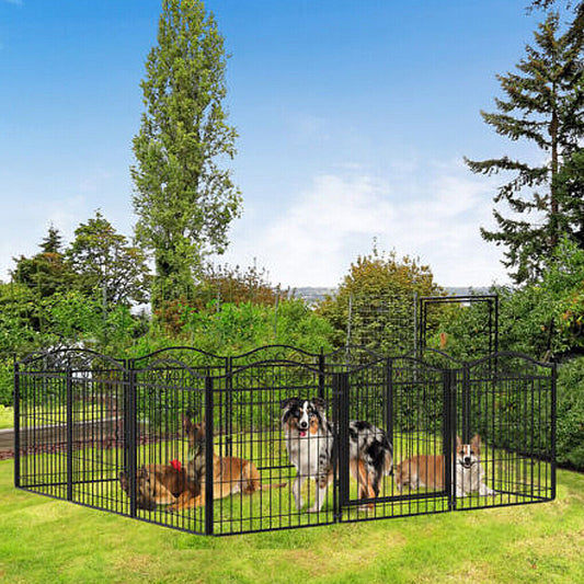heavy-metal-dog-playpen-8-panels-pet-animal-dog-kennel-pen-fence-enclosure-cage