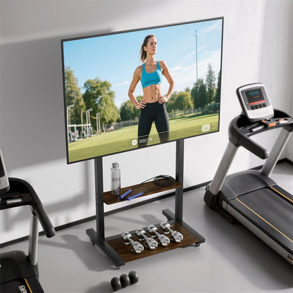 Adjustable Rolling TV Stand for 40 to 86 Inch Screens with Shelves