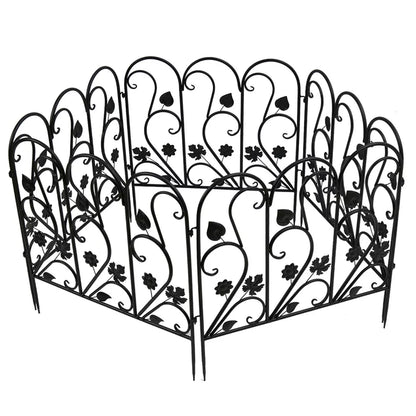 Classic Iron Garden Fence Five Piece Set for Outdoor Decoration(#516 White)