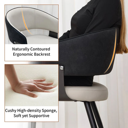 High-End Leather Upholstered Dining Chairs - Padded Leisure Chair with Backrest
