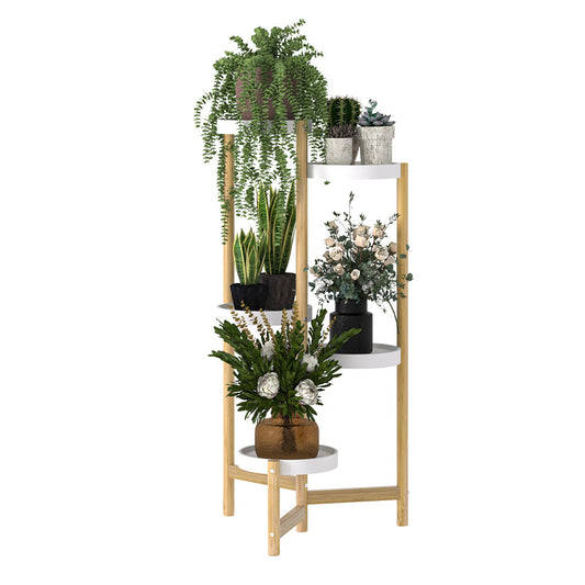 P&P Thicken Bamboo Plant Shelf Corner Display Rack Heavy Duty Tall Flower Holder