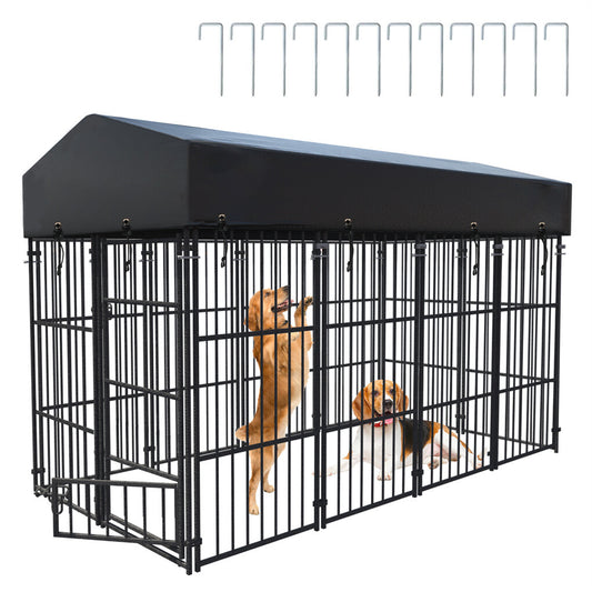 P&P Giant Dog Kennel Dog Crate Cage Yard Animal Pet Enclosure Playpen WaterproofRoof