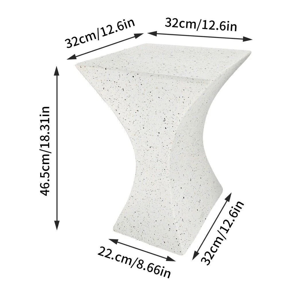 White Concrete Side Table Outdoor Indoor