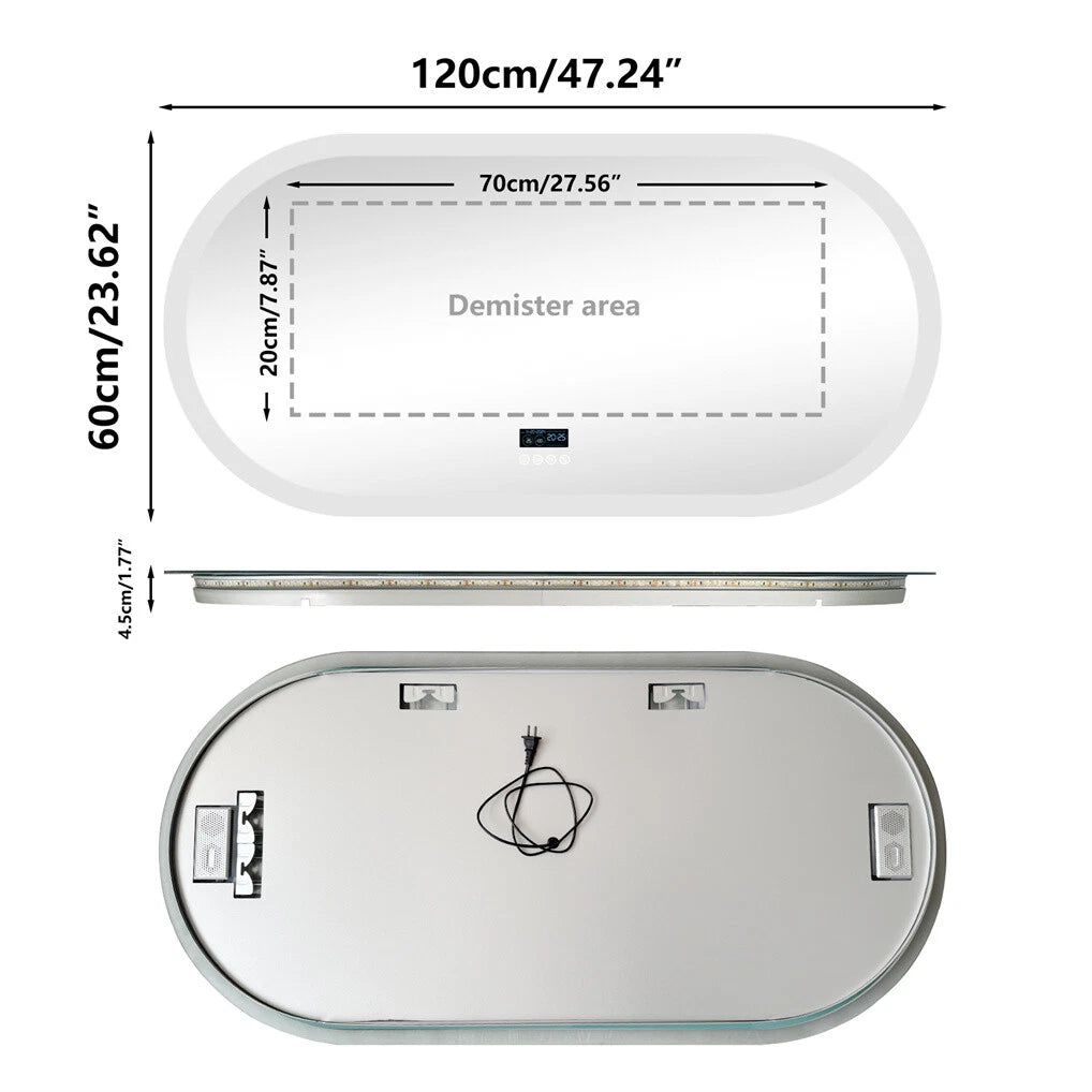 P&P Silver Oval Bluetooth LED Bathroom Mirror