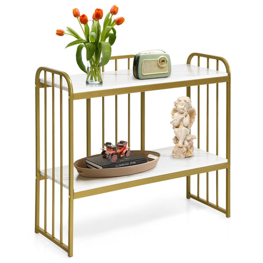 console-table-faux-marble-top-sofa-side-table-display-shelf-hallway-cafe